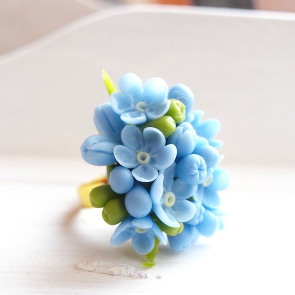 Forget me not ring nature floral jewelry spring summer flower ring