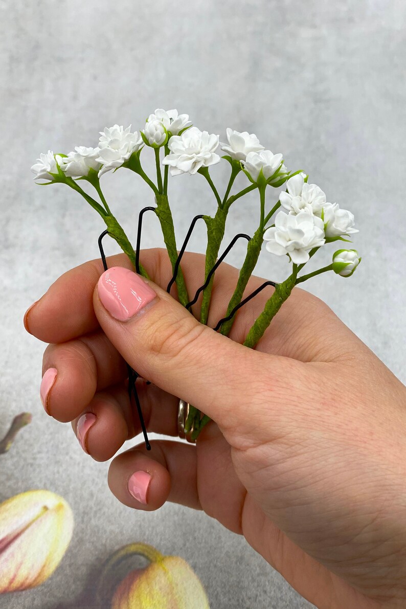 Baby Breath Bridal Hair Pins Wedding Piece Tiny Flower Etsy