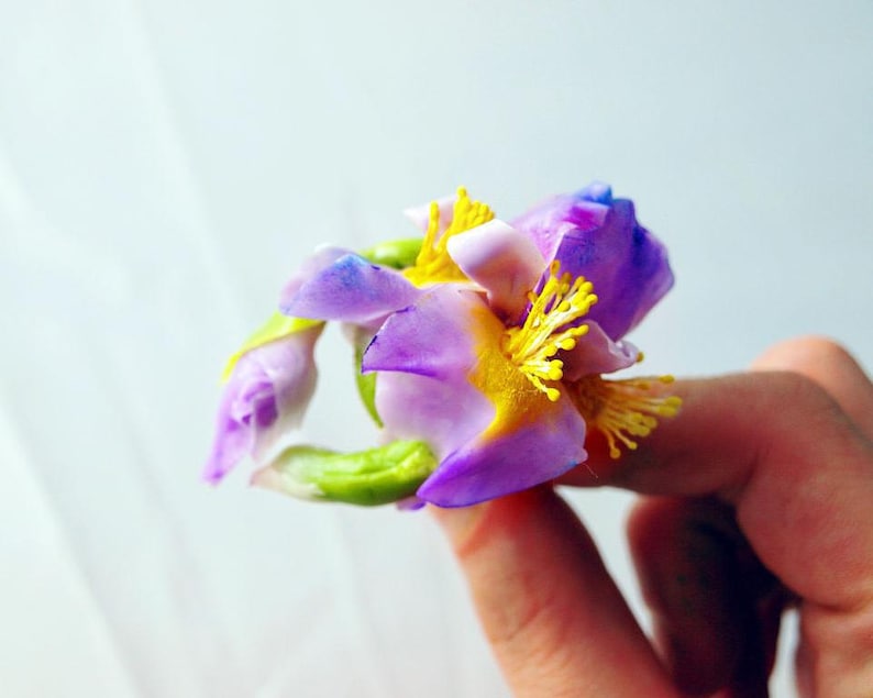 floral unique delicate rings gift for her floral flowers Jewelry Iris flower ring