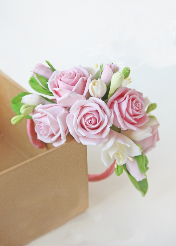 Pink Rose Prom Wrist Corsage Rustic Wedding Flower Bracelet, Beach Bridal  Accessories 