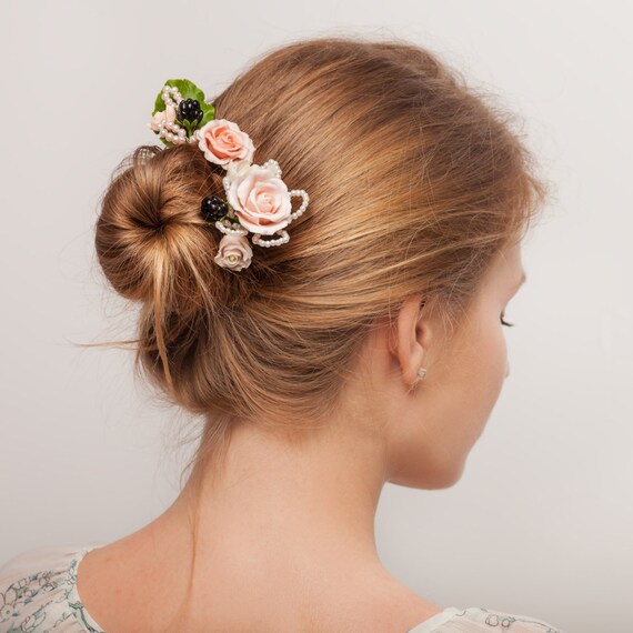 Ivory Rose Hair Pin Flower Bobby Pins Floral Wedding Hair Etsy