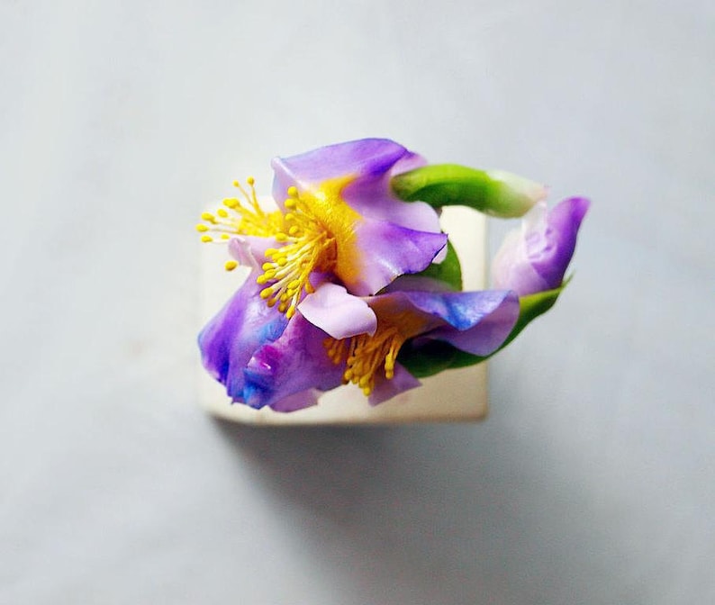 floral unique delicate rings gift for her floral flowers Jewelry Iris flower ring