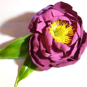 Purple Peony Flower Brooch Floral Hair Clip For Women, Purple Wedding Accessories image 1