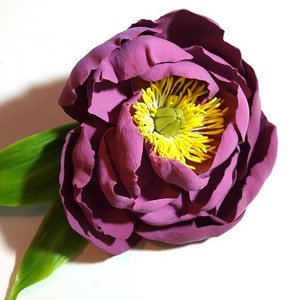 Purple Peony Flower Brooch Floral Hair Clip For Women, Purple Wedding Accessories image 3