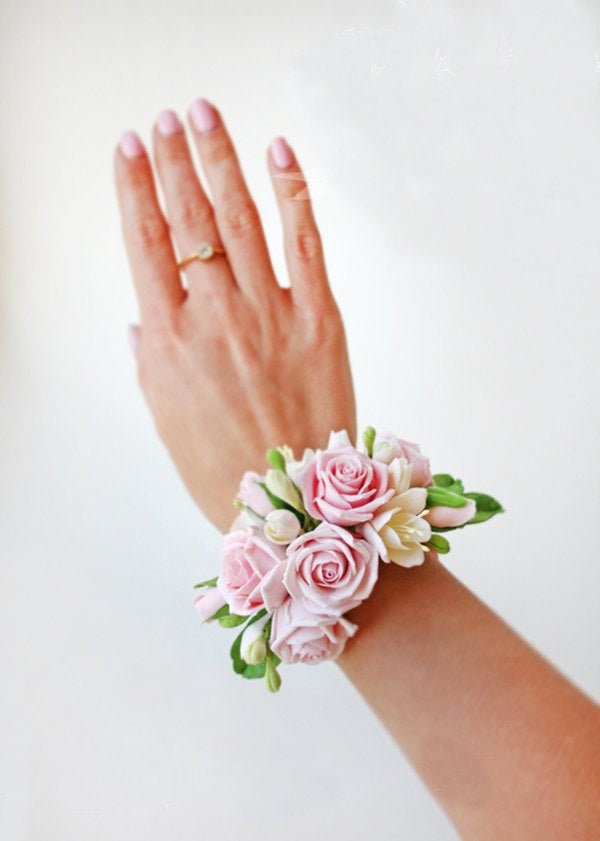 Wrist Corsage Flower Romantic Bow Decor Exquisite Bride Bridesmaid Wrist Corsage  Bracelet for Wedding Prom Anniversary E 