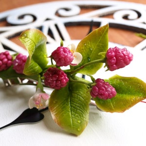 Raspberry Hair Clip - Red Flower Barrette, Floral Hair Comb