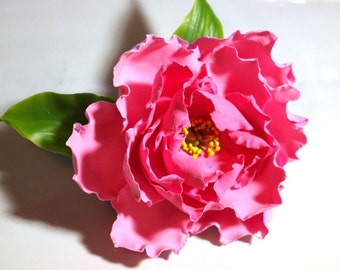 Pink Peony Flower Brooch Pin - Floral Hair Clip, Prom Accessories, Peony Hair Clip, Hair Clips For Women