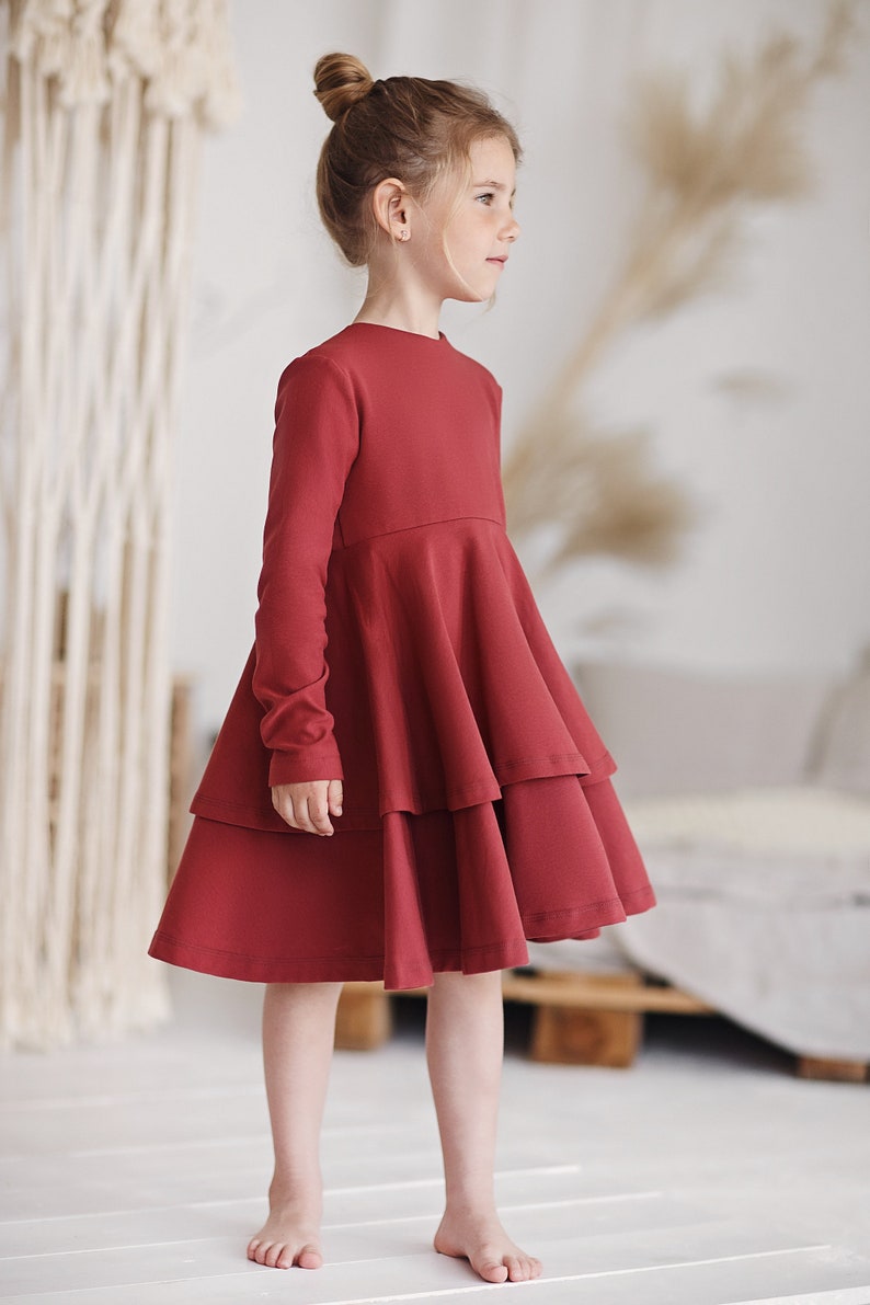 Dutsy Rose Cotton Girls Dress christmas Red Toddler Etsy
