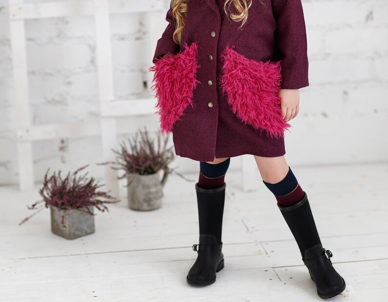Girls wool Autumn jacketPurple toddler coatToddler pink Etsy