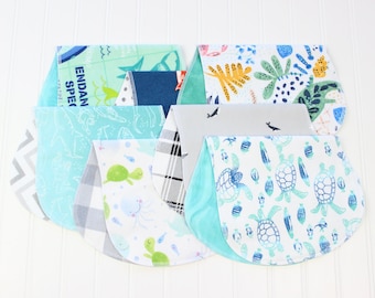 Baby Boy Burp Cloths - Set of 7 - Nautical - Soft Flannel