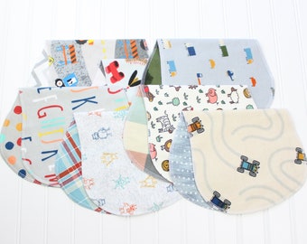 Baby Boy Burp Cloths - Set of 7 - Baby Gift - Soft Flannel Burp Cloths