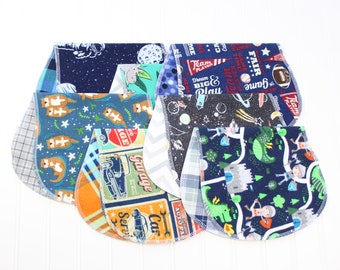 Baby Boy Burp Cloths, Set of 7, Baby Gift, Soft Flannel Burp Cloths