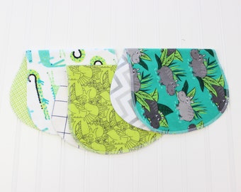 Boy Flannel Burp Cloth Set, Contoured Baby Shower Gift