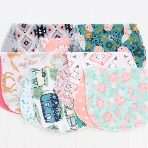 Baby Girl Burp Cloths Set of 7 Baby Shower Gift Baby Etsy