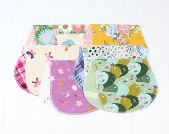 Baby Girl Flannel Burp Cloths - Contoured Set of 7