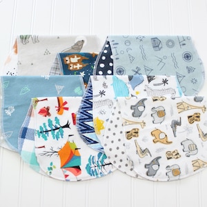 Baby Boy Burp Cloths, Set of 7 Burp Cloths, Baby Gift, Soft Flannel Burp Cloths image 1