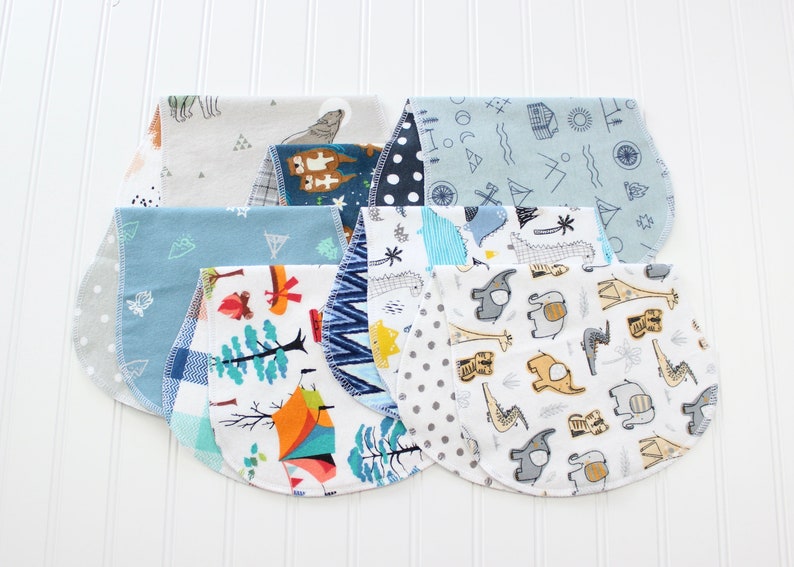 Baby Boy Burp Cloths, Set of 7 Burp Cloths, Baby Gift, Soft Flannel Burp Cloths image 1