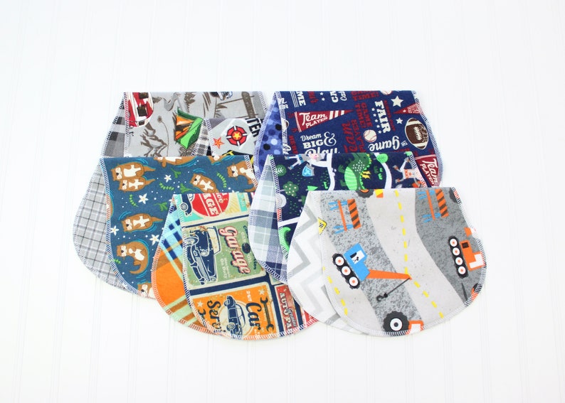 Baby Boy Burp Cloths, Set of 7, Baby Gift, Soft Flannel Burp Cloths image 1