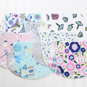 Baby Girl Burp Cloths - Set of 7 - Baby Gift - Soft Flannel Burp Cloths