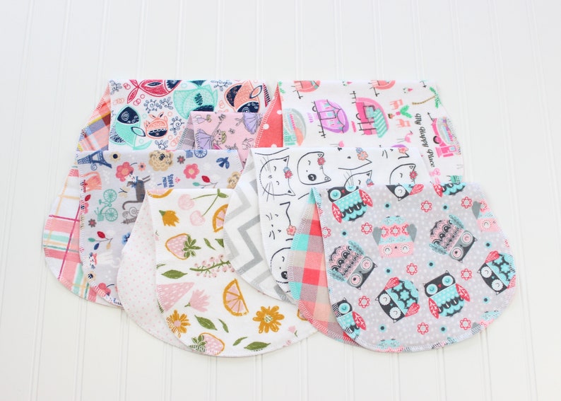 Baby Girl Burp Cloths You Pick Your Set Over 60 Patterns Baby Gift Girl Burp Cloths image 7