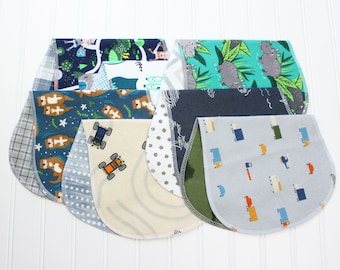 Baby Boy Burp Cloths, Set of 7, Baby Gift, Soft Flannel Burp Cloths