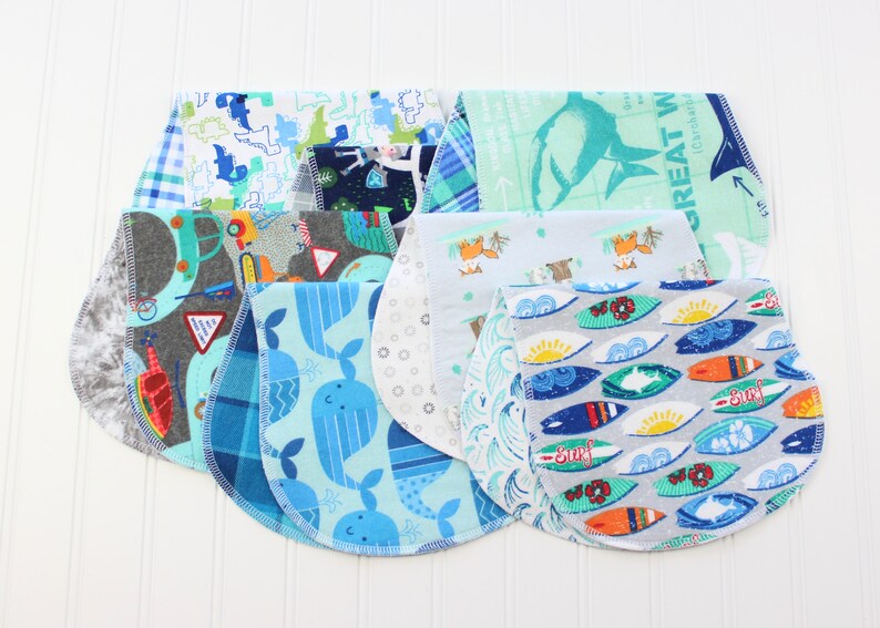 Baby Boy Burp Cloths You Pick Your Set Over 60 Patterns Baby Gift Soft Flannel Burp Cloths image 7