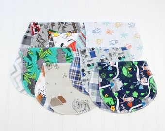 Baby Boy Burp Cloths - Set of 7 - Baby Gift - Nautical - Soft Flannel Burp Cloths