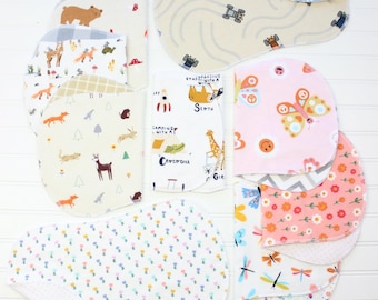 Set of 10 Handmade Flannel Baby Burp Cloths: Over 60 Patterns
