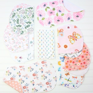 Flannel Burp Cloth Set: Handmade Contoured Baby Burpies, 3-Piece