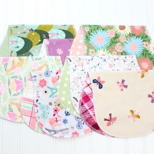 Baby Girl Burp Cloths Set of 7 Baby Shower Gift Baby Girl Baby Gift image 1