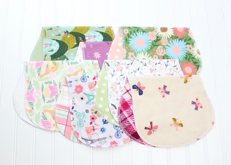 Baby Girl Burp Cloths Set of 7 Baby Shower Gift Baby Girl Baby Gift image 1