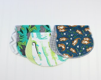 Baby Boy Burp Cloths, Set of 3, Baby Gift, Soft Flannel Burp Cloths