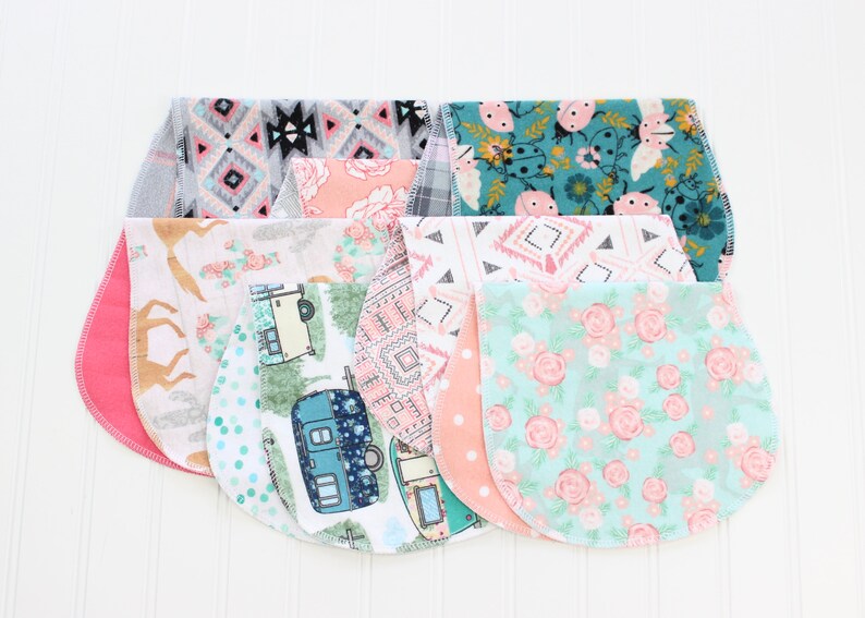 Baby Girl Burp Cloths You Pick Your Set Over 60 Patterns Baby Gift Girl Burp Cloths image 6