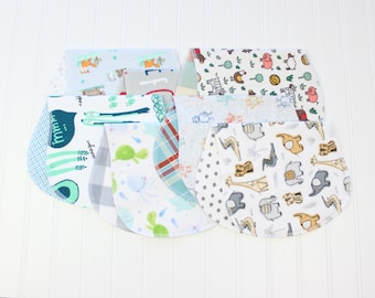 Baby Boy Burp Cloths - Set of 7 - Baby Gift - Soft Flannel Burp Cloths - Gender Neutral