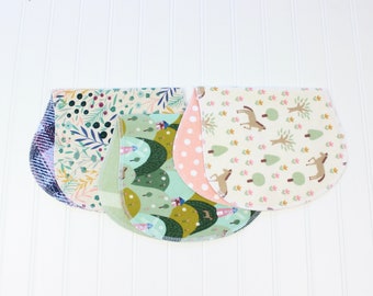 Handmade Flannel Burp Cloths - Set of 3 - Baby Girl Gift