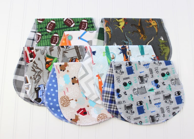 Baby Boy Burp Cloths You Pick Your Set Over 60 Patterns Baby Gift Soft Flannel Burp Cloths image 6