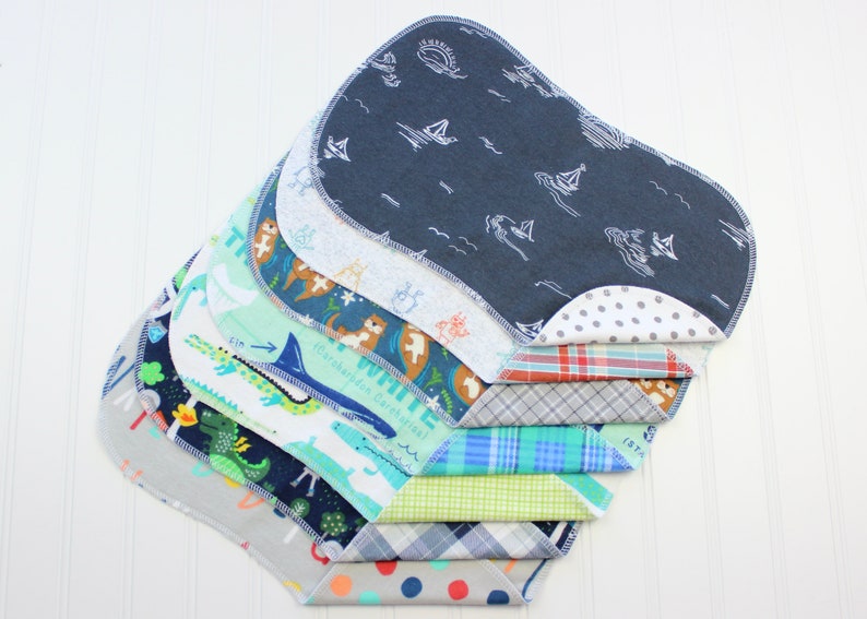 Baby Boy Burp Cloths Set of 7 Baby Gift Soft Flannel Burp Cloths image 2