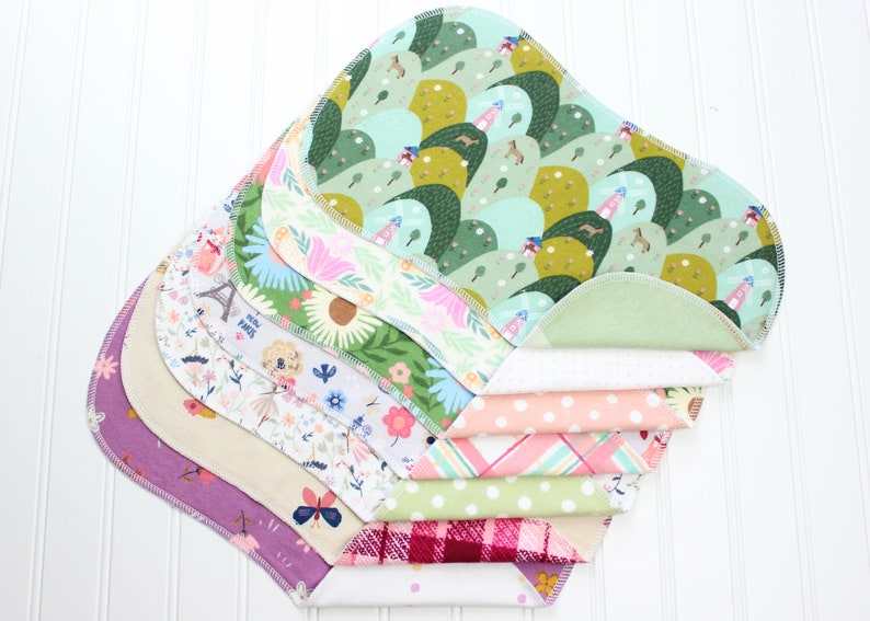 Baby Girl Burp Cloths Set of 7 Baby Shower Gift Baby Girl Baby Gift image 2