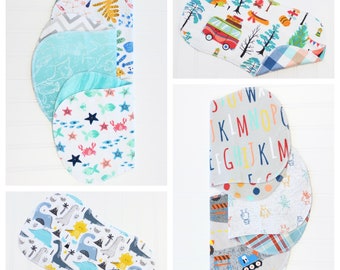 Baby Boy Burp Cloths - You Pick Your Set - Over 60 Patterns - Soft Flannel Burp Cloths