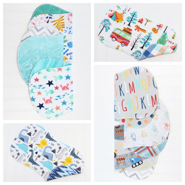 Baby Boy Burp Cloths - You Pick Your Set - Over 60 Patterns - Soft Flannel Burp Cloths