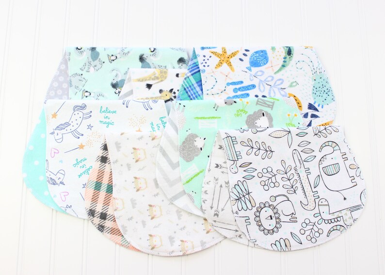 Baby Boy Burp Cloths You Pick Your Set Over 60 Patterns Baby Gift Soft Flannel Burp Cloths image 8