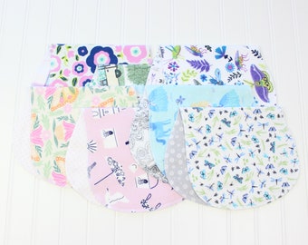 Baby Girl Burp Cloths, Set of 7, Baby Gift, Soft Flannel