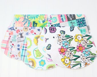 Handmade Flannel Burp Cloths - Set of 7 - Baby Girl Gift
