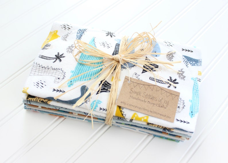 Baby Boy Burp Cloths, Set of 7 Burp Cloths, Baby Gift, Soft Flannel Burp Cloths image 2