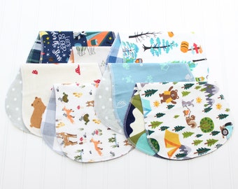 Baby Boy Burp Cloths - Set of 7 Burp Cloths - Baby Gift - Woodland - Soft Flannel Burp Cloths