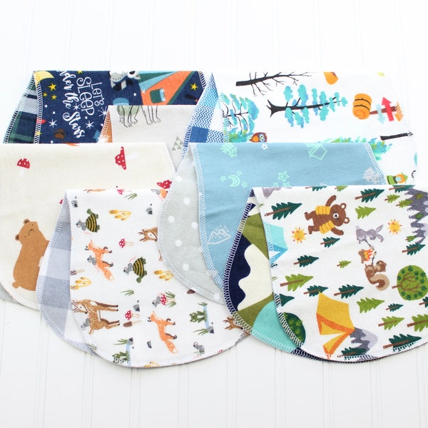 Baby Boy Burp Cloths - Set of 7 Burp Cloths - Baby Gift - Woodland - Soft Flannel Burp Cloths