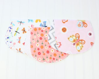 Baby Girl Burp Cloths, Set of 3, Soft Flannel