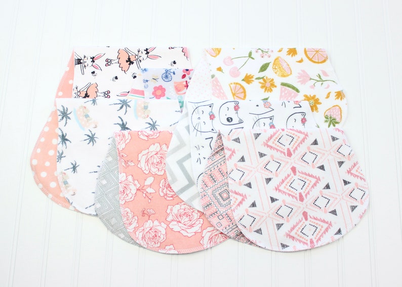 Baby Girl Burp Cloths You Pick Your Set Over 60 Patterns Baby Gift Girl Burp Cloths image 5