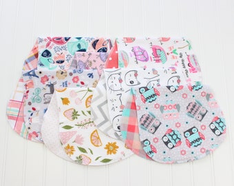 Baby Girl Burp Cloths - Set of 7 Burp Cloths- Baby Gift - Soft Flannel Burp Cloths