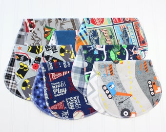 Baby Boy Flannel Burp Cloth Set: Handmade Contoured Burpies